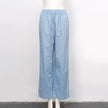 FJØRNA women's cotton linen wide-leg trousers with drawstring pull-on design, casual and comfortable for everyday wear.