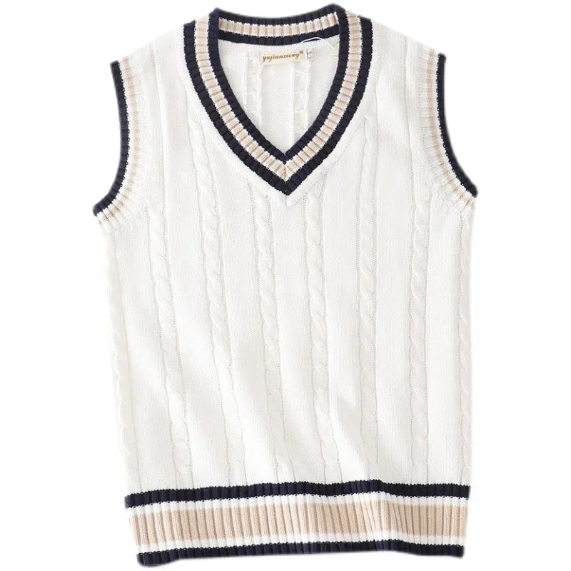 Christof - Men's Chunky V-Neck Sleeveless Knit Sweater
