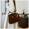 Kelly | Suede Shoulder Bag with Gold Hardware