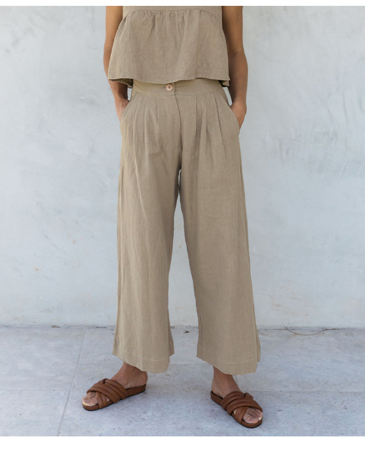Linen Culotte Trousers Women
