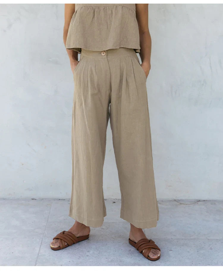 Linen Culotte Trousers Women