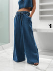 Denim Jeans Women Wide Leg Drawstring