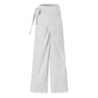 FJØRNA women's cotton wide-leg high-waist trousers, stylish and comfortable pants with relaxed fit, shown in natural fabric and color.