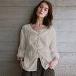 Linen Blouse Women V-Neck
