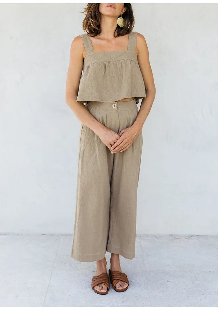 Linen Culotte Trousers Women