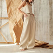 FJØRNA women's knit trousers with wide leg design and elastic waistband, stylish and comfortable for casual wear.