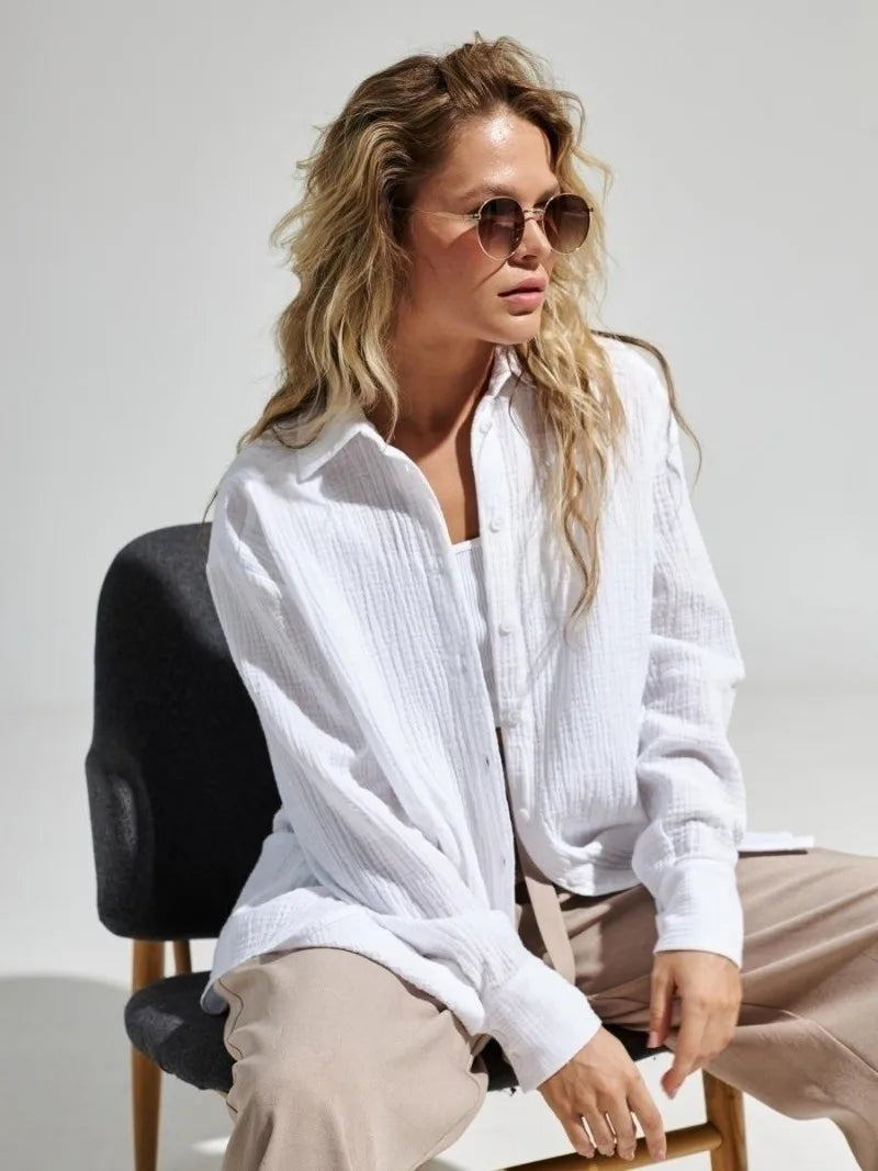 Lacceti Valencia 100% Cotton Summer Shirt displayed on a mannequin, featuring a lightweight, breathable design in a stylish summer style.