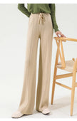 FJØRNA women’s merino wool wide-leg high-waist trousers, stylish and comfortable pants with a relaxed fit and elegant design.