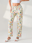 FJØRNA women's denim jeans, stylish pants with classic blue wash, fitted design, and five-pocket style.
