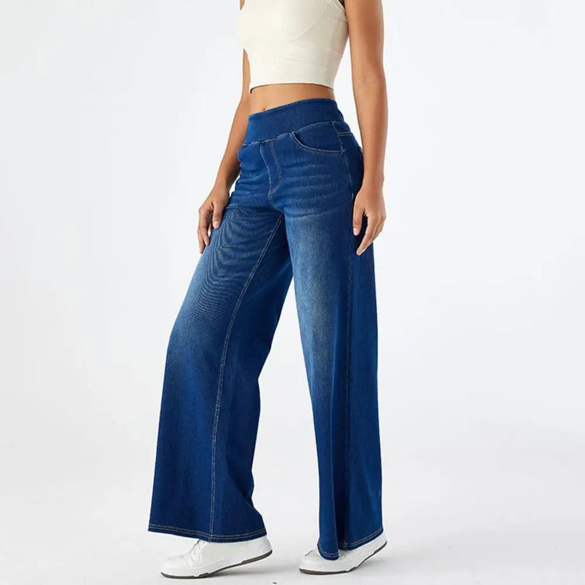 Lace Jeans Women Wide Leg High Waist