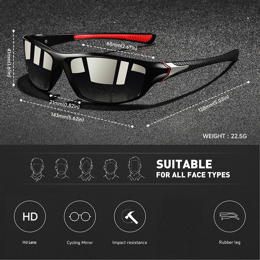 FJØRNA polarized men's sunglasses with black frames and dark lenses, accessory eyewear for stylish sun protection