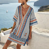 FJØRNA women's summer maxi dress with V-neck, flowy fabric, and sleeveless design for warm weather.