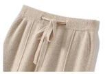 FJØRNA women's merino wool wide-leg high-waist trousers, stylish and comfortable pants with a relaxed fit and elegant design.