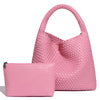 Ingrid | Handwoven Faux Leather Tote Bag with Clutch – Chic & Spacious