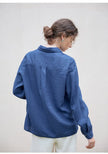 FJØRNA women's linen blend shirt, casual tops featuring a relaxed fit and lightweight fabric in a neutral color.