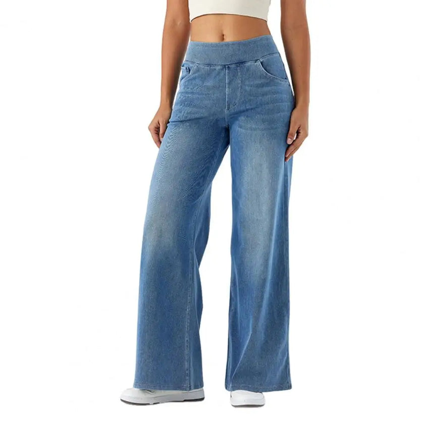 Lace Jeans Women Wide Leg High Waist