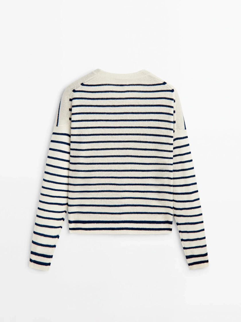 Mia – Crew Neck Women’s Casual Striped Sweater | Fashion 6