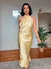 Isabella - Sunny Straps Satin Butter Yellow Dress