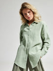 Lacceti Valencia 100% Cotton Summer Shirt in light fabric, shown on a hanger with a relaxed fit and casual style.
