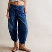 FJØRNA women's cotton pull-on jeans, stylish casual pants for women, shown in a relaxed fit with classic denim look