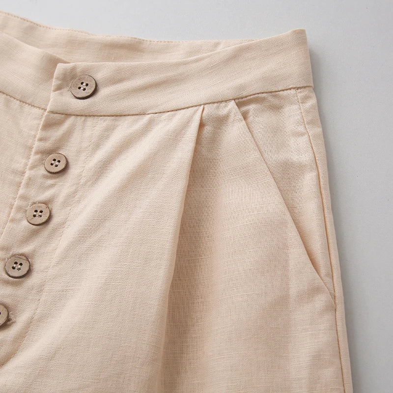 FJØRNA women's knit wide leg trousers with elastic waistband, soft and comfortable pants for women.