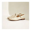 FJØRNA women's Italian leather slingback sandals with woven summer design, stylish and comfortable footwear for women.