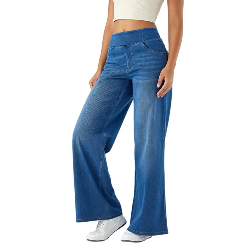 Lace Jeans Women Wide Leg High Waist