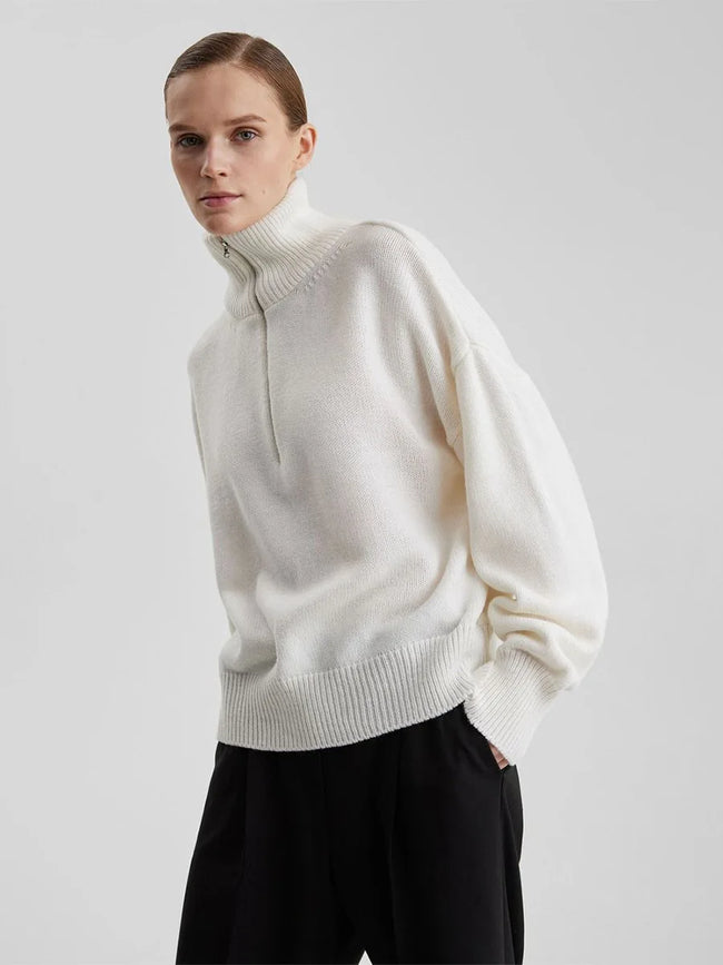 Cozy Knit Sweater with Half Zip
