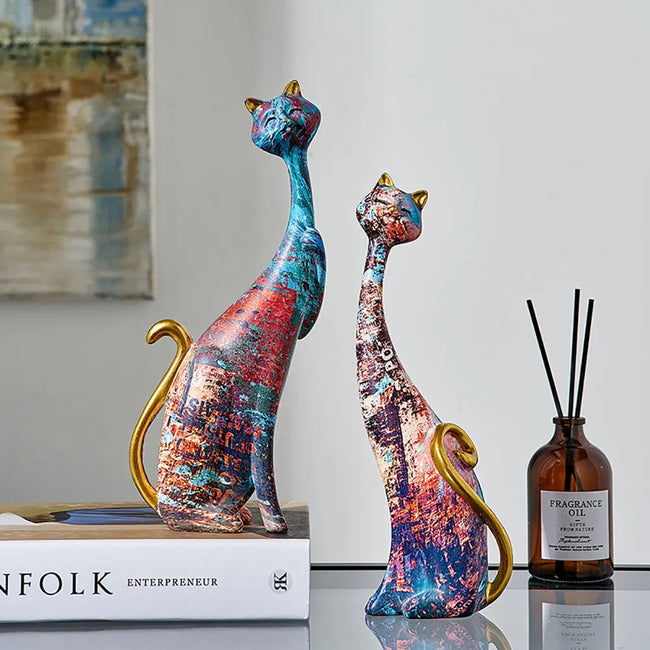 ArtCat | Vibrant Resin Sculpture Duo