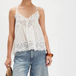 FJØRNA women's lace cami top with trim, featuring delicate lace fabric and stylish design, perfect for casual or dressy outfits.