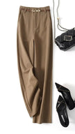 FJØRNA women's wool wide-leg high-waist trousers, tailored pants with a relaxed fit and elegant design.