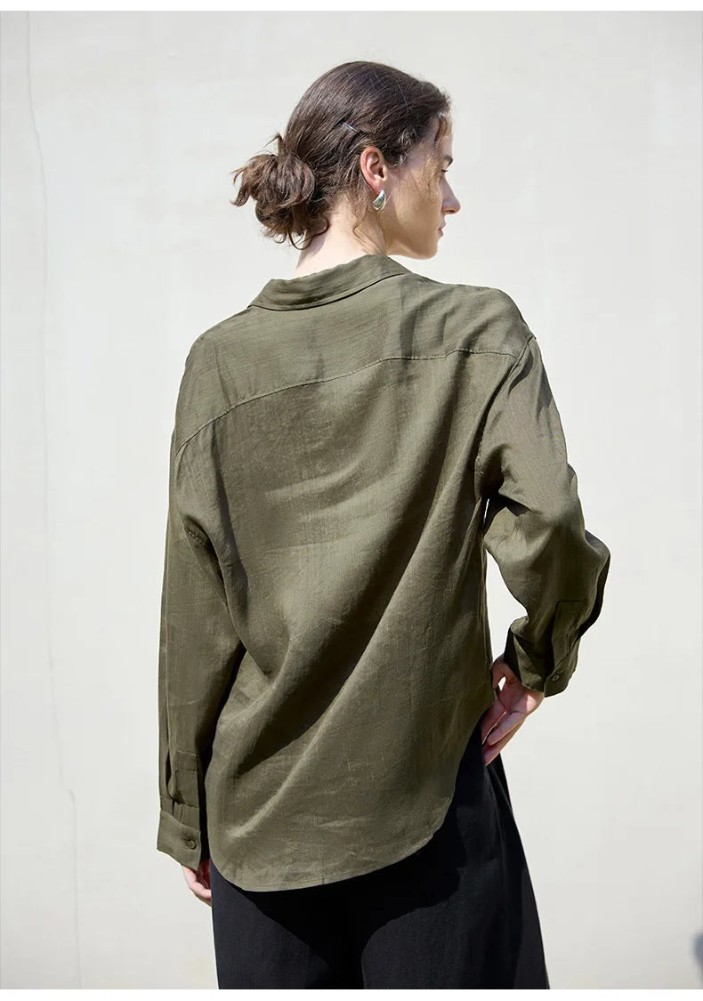 FJØRNA women's linen shirt, light and breathable top made of natural linen fabric, perfect for casual and warm weather wear.