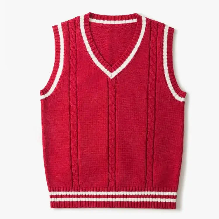 Christof - Men's Chunky V-Neck Sleeveless Knit Sweater