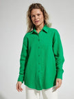 Lacceti Valencia 100% cotton summer shirt in light fabric with a classic collar and short sleeves, displayed on a hanger.