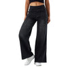 Lace Jeans Women Wide Leg High Waist