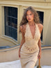 Sienna | Elegant Halterneck Lace Midi Dress for Summer Nights