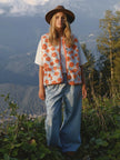FJØRNA women's sleeveless knit fleece vest, soft and warm top, shown in a cozy, lightweight design perfect for layering.