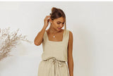 FJØRNA women's linen top with ruffle detail, lightweight and breathable blouse featuring feminine accents and relaxed fit.