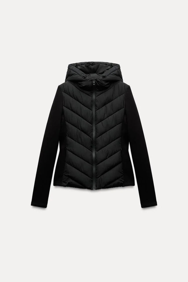 Elegant Hooded Jacket Patchwork