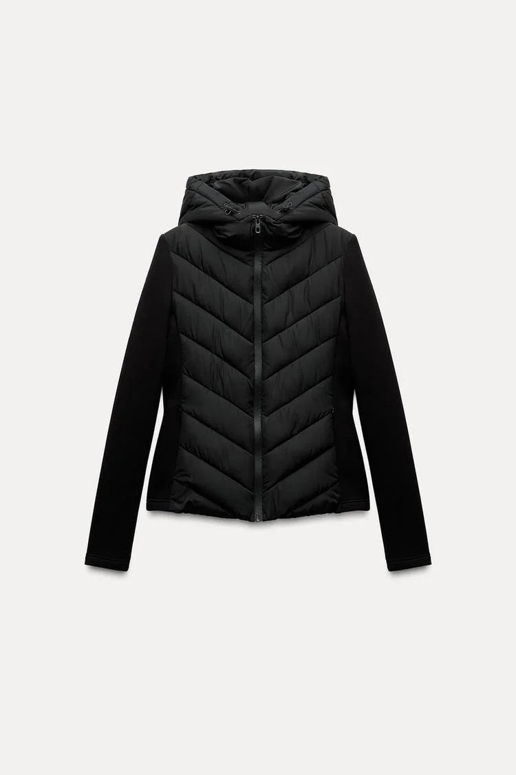 Elegant Hooded Jacket Patchwork