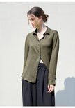 FJØRNA women's linen shirt, stylish lightweight top with long sleeves and collar, perfect for casual summer wear.