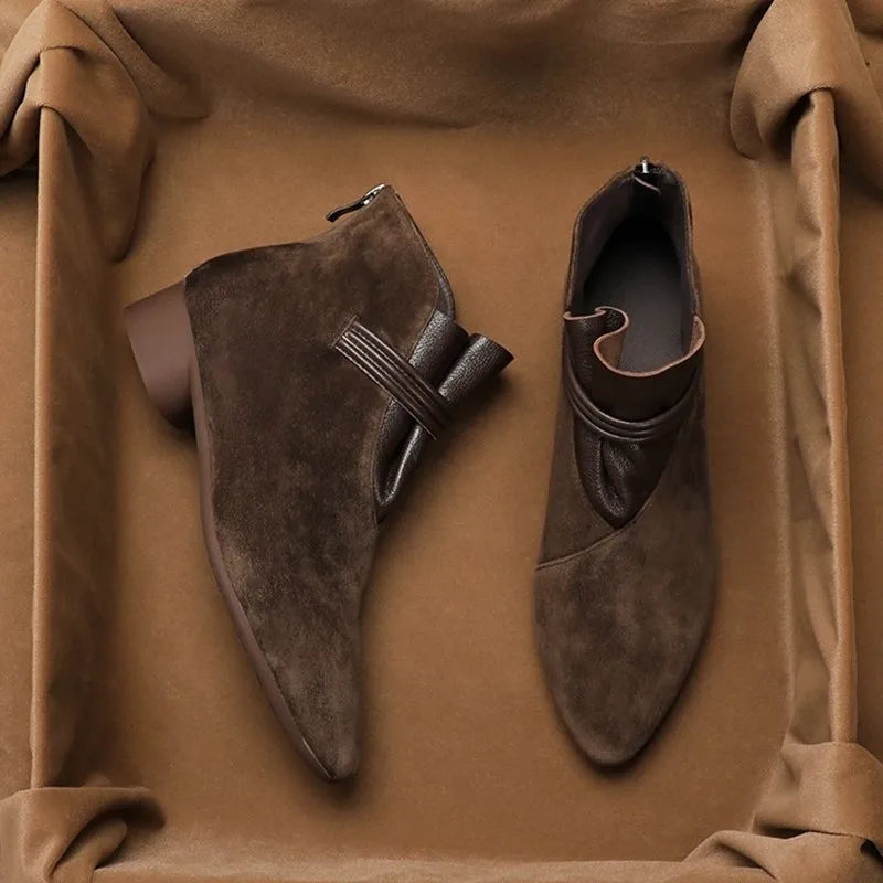 Suede Pointed-Toe Boots - 11