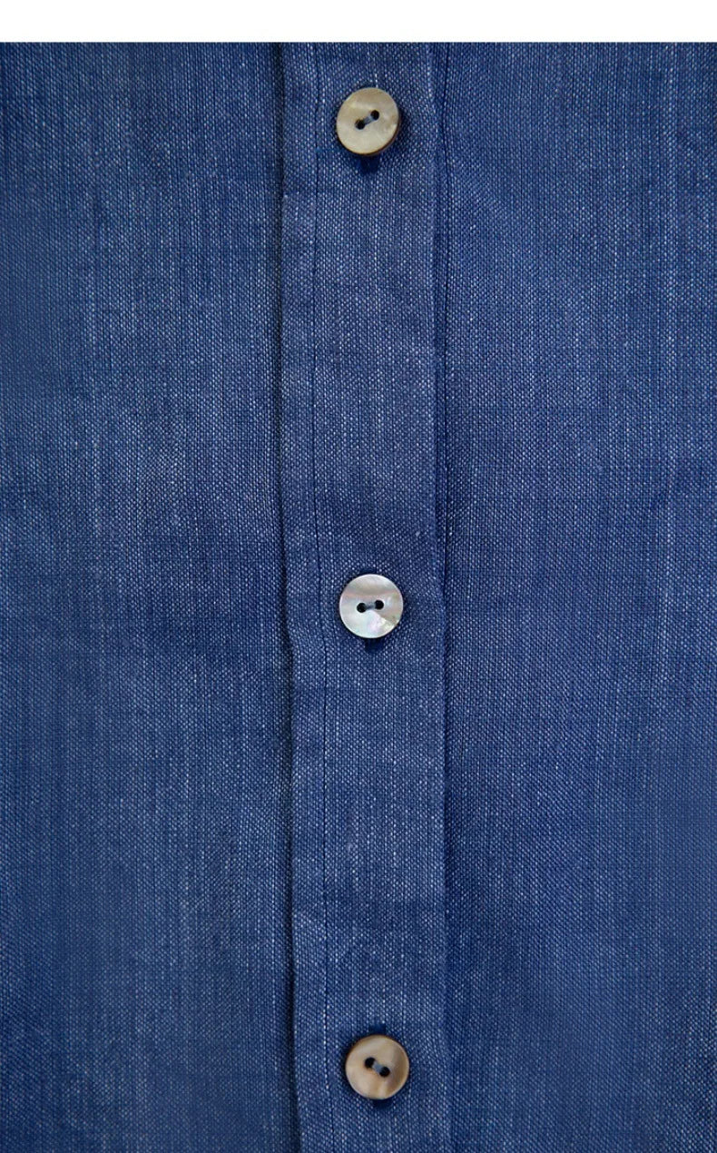 FJØRNA women's linen blend shirt, lightweight and casual tops for women, featuring a relaxed fit and natural fabric texture.