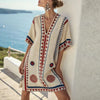FJØRNA women's summer maxi dress with floral pattern, V-neckline, and flowy fabric ideal for beach and casual wear.