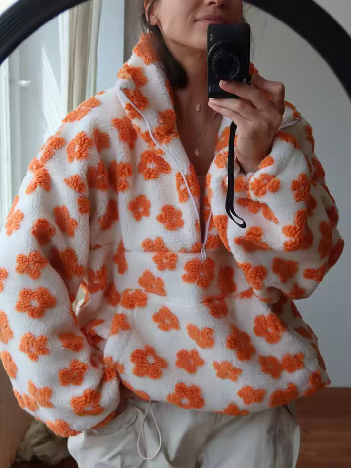 Cozy Floral Fleece Pullover - 12