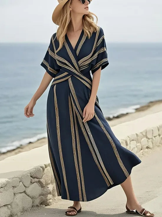 FJØRNA Carter Summer Elegant Dress, casual wedding dress in lightweight fabric with a flowing silhouette and delicate details.