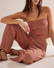 FJØRNA knit wide leg trousers for women, part of co-ord set, showing soft, textured fabric and relaxed fit in natural pose