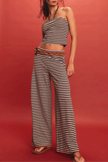 FJØRNA knit wide-leg trousers for women, part of co-ord set, featuring soft fabric and relaxed fit, shown in neutral color.
