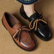 FJØRNA women's handcrafted leather loafers with cushioned insoles, stylish slip-on shoes for women, in black leather.