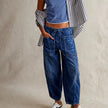 FJØRNA women's cotton pull-on jeans, stylish and comfortable pants with a classic fit, shown in a neutral color.